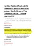 Certified Welding Educator &lpar;CWE&rpar; &NewLine;Examination Questions And Correct &NewLine;Answers &lpar;Verified Answers&rpar; Plus &NewLine;Rationales 2026 Q&A &vert; Instant &NewLine;Download Pdf 