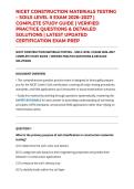 NICET CONSTRUCTION MATERIALS TESTING &ndash; SOILS LEVEL II EXAM 2026&ndash;2027 &vert; COMPLETE STUDY GUIDE &vert; VERIFIED PRACTICE QUESTIONS & DETAILED SOLUTIONS &vert; LATEST UPDATED CERTIFICATION EXAM PREP