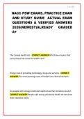 NACC PSW EXAMS&comma; PRACTICE EXAM &NewLine;AND STUDY GUIDE  ACTUAL EXAM &NewLine;QUESTIONS & VERIFIED ANSWERS &NewLine;2026&lpar;NEWEST&rpar;ALREADY GRADED &NewLine;A&plus;