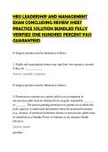 HESI LEADERSHIP AND MANAGEMENT&NewLine;EXAM CONCLUDING REVIEW SHEET&NewLine;PRACTICE SOLUTION BUNDLED FULLY&NewLine;VERIFIED ONE HUNDRED PERCENT PASS&NewLine;GUARANTEED&NewLine;
