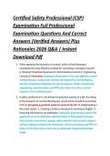 Certified Safety Professional &lpar;CSP&rpar; &NewLine;Examination Full Professional &NewLine;Examination Questions And Correct &NewLine;Answers &lpar;Verified Answers&rpar; Plus &NewLine;Rationales 2026 Q&A &vert; Instant &NewLine;Download Pdf 