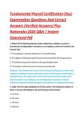 Fundamental Payroll Certification &lpar;Fpc&rpar; &NewLine;Examination Questions And Correct &NewLine;Answers &lpar;Verified Answers&rpar; Plus &NewLine;Rationales 2026 Q&A &vert; Instant &NewLine;Download Pdf 
