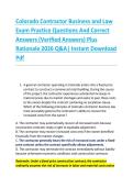 Colorado Contractor Business and Law &NewLine;Exam Practice Questions And Correct &NewLine;Answers &lpar;Verified Answers&rpar; Plus &NewLine;Rationale 2026 Q&A&vert; Instant Download &NewLine;Pdf  