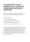 HESI LEADERSHIP EXAM 5 PRACTICE&NewLine;ASSESSMENT 2026 FULL QUESTIONS AND&NewLine;ANSWERS GRADED A PLUS COMPLETE&NewLine;REVISION GUIDE&NewLine;