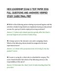 HESI LEADERSHIP EXAM 5 TEST PAPER 2026&NewLine;FULL QUESTIONS AND ANSWERS VERIFIED&NewLine;STUDY GUIDE FINAL PREP