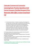 Colorado Commercial Contractor &NewLine;Licensing Exam Practice Questions And &NewLine;Correct Answers &lpar;Verified Answers&rpar; Plus &NewLine;Rationale 2026 Q&A&vert; Instant Download &NewLine;Pdf 
