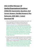 ASQ Certified Manager Of &NewLine;Quality&sol;Organizational Excellence &NewLine;&lpar;CMQ&sol;OE&rpar; Examination Questions And &NewLine;Correct Answers &lpar;Verified Answers&rpar; Plus &NewLine;Rationales 2026 Q&A &vert; Instant &NewLine;Download Pdf 