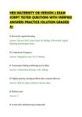 HESI MATERNITY OB VERSION 2 EXAM&NewLine;SCRIPT TESTED QUESTIONS WITH VERIFIED&NewLine;ANSWERS PRACTICE SOLUTION GRADED&NewLine;A&plus;
