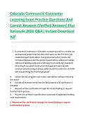 Bundle for Colorado Commercial Contractor Licensing Exam Practice Questions And Correct Answers &lpar;Verified Answers&rpar; Plus Rationale 2026 Q&A&vert; Instant Download Pdf
