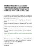 HESI MATERNITY PRACTICE TEST 2026&NewLine;CERTIFICATION EVALUATION TEST PAPER&NewLine;QUESTIONS SOLUTIONS GRADED A PLUS&NewLine;