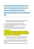 Colorado Commercial Applicator Core &NewLine;Exam Practice Questions And Correct &NewLine;Answers &lpar;Verified Answers&rpar; Plus &NewLine;Rationale 2026 Q&A&vert; Instant Download &NewLine;Pdf