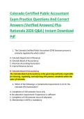 Colorado Certified Public Accountant &NewLine;Exam Practice Questions And Correct &NewLine;Answers &lpar;Verified Answers&rpar; Plus &NewLine;Rationale 2026 Q&A&vert; Instant Download &NewLine;Pdf  