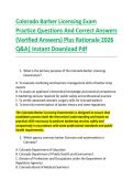 Colorado Barber Licensing Exam &NewLine;Practice Questions And Correct Answers &NewLine;&lpar;Verified Answers&rpar; Plus Rationale 2026 &NewLine;Q&A&vert; Instant Download Pdf 