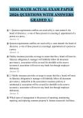 HESI MATH ACTUAL EXAM PAPER&NewLine;2026 QUESTIONS WITH ANSWERS&NewLine;GRADED A&plus;