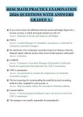 HESI MATH PRACTICE EXAMINATION&NewLine;2026 QUESTIONS WITH ANSWERS&NewLine;GRADED A&plus;&NewLine;