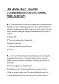 HESI MENTAL HEALTH EXAM 160&NewLine;COMPREHENSIVE PSYCHIATRIC NURSING&NewLine;STUDY GUIDE 2026&NewLine;
