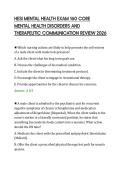 HESI MENTAL HEALTH EXAM 160 CORE&NewLine;MENTAL HEALTH DISORDERS AND&NewLine;THERAPEUTIC COMMUNICATION REVIEW 2026&NewLine;
