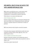 HESI MENTAL HEALTH EXAM 160 MOCK TEST&NewLine;WITH ANSWER RATIONALES 2026&NewLine;
