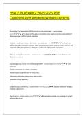 HSA 3180 Exam 2 2025&sol;2026 With  &NewLine;Questions And Answers Written Correctly 