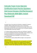 Colorado Tower Crane Operator &NewLine;Certification Exam Practice Questions &NewLine;And Correct Answers &lpar;Verified Answers&rpar; &NewLine;Plus Rationale 2026 Q&A&vert; Instant &NewLine;Download Pdf 
