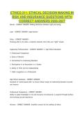 ETHICS 311- ETHICAL DECISION MAKING IN RISK AND INSURANCE QUESTIONS WITH CORRECT ANSWERS 2026-2027&NewLine;