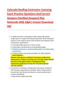 Colorado Roofing Contractor Licensing  &NewLine;Exam Practice Questions And Correct  &NewLine;Answers &lpar;Verified Answers&rpar; Plus  &NewLine;Rationale 2026 Q&A&vert; Instant Download &NewLine;Pdf  