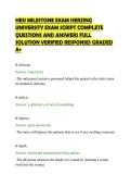 HESI MILESTONE EXAM HERZING&NewLine;UNIVERSITY EXAM SCRIPT COMPLETE&NewLine;QUESTIONS AND ANSWERS FULL&NewLine;SOLUTION VERIFIED RESPONSES GRADED&NewLine;A&plus;