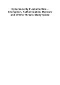 Cybersecurity Fundamentals &ndash; Encryption&comma; Authentication&comma; Malware and Online Threats Study Guide 2025&sol; 2026 100&percnt; Verified with Correct Questions and Answers with Solution