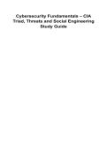 Cybersecurity Fundamentals &ndash; CIA Triad&comma; Threats and Social Engineering Study Guide 2025&sol; 2026 100&percnt; Verified with Correct Questions and Answers with Solution