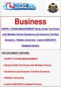 SUPPLY CHAIN MANAGEMENT Study Guide Test Exam with Multiple Choice Questions and Answers &lpar;Verified Answers&rpar; &vert; Walden University &vert; Latest &lpar;2026&sol;2027&rpar; Updated Version