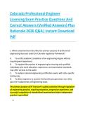 Colorado Professional Engineer  &NewLine;Licensing Exam Practice Questions And  &NewLine;Correct Answers &lpar;Verified Answers&rpar; Plus  &NewLine;Rationale 2026 Q&A&vert; Instant Download &NewLine;Pdf  