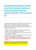 Colorado Private Investigator Licensing  &NewLine;Exam Practice Questions And Correct  &NewLine;Answers &lpar;Verified Answers&rpar; Plus  &NewLine;Rationale 2026 Q&A&vert; Instant Download &NewLine;Pdf 