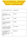 Church of God Exhorters - Doctrine Exam&NewLine;Questions and Answers with Verified&NewLine;Solutions &vert; Latest Updated 2026