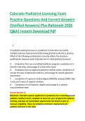 Colorado Podiatrist Licensing Exam  &NewLine;Practice Questions And Correct Answers  &NewLine;&lpar;Verified Answers&rpar; Plus Rationale 2026  &NewLine;Q&A&vert; Instant Download Pdf