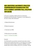 HESI OBSTETRICS MATERNITY PRACTICE&NewLine;COMPREHENSIVE EXAMINATION TEST&NewLine;WITH CORRECT ANSWERS FULL SOLUTION&NewLine;TOP RATED
