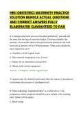 HESI OBSTETRICS MATERNITY PRACTICE&NewLine;SOLUTION BUNDLE ACTUAL QUESTIONS&NewLine;AND CORRECT ANSWERS FULLY&NewLine;ELABORATED GUARANTEED TO PASS