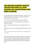 HESI OBSTETRICS MATERNITY PRACTICE&NewLine;UPDATED EXAM SCRIPT ALL TESTED&NewLine;QUESTIONS AND ANSWERS REVIEW SHEET&NewLine;EXPERT APPROVED&NewLine;