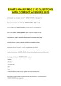 EXAM 2- GALEN NSG 3100 QUESTIONS WITH CORRECT ANSWERS 2026