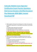 Colorado Mobile Crane Operator &NewLine;Certification Exam Practice Questions &NewLine;And Correct Answers &lpar;Verified Answers&rpar; &NewLine;Plus Rationale 2026 Q&A&vert; Instant &NewLine;Download Pdf