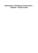 Estimating in Building Construction &ndash; Chapter 1 Study Guide 2025&sol; 2026 100&percnt; Verified with Correct Questions and Answers with Solution