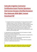 Colorado Irrigation Contractor &NewLine;Certification Exam Practice Questions &NewLine;And Correct Answers &lpar;Verified Answers&rpar; &NewLine;Plus Rationale 2026 Q&A&vert; Instant &NewLine;Download Pdf