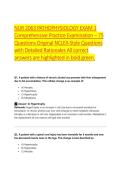 NUR 2063 PATHOPHYSIOLOGY EXAM 1 &NewLine;Comprehensive Practice Examination &ndash; 75 &NewLine;Questions Original NCLEX-Style Questions &NewLine;with Detailed Rationales All correct &NewLine;answers are highlighted in bold green&period;