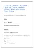  &lpar;Abdomen&rpar;&colon; Radiographic &NewLine;Procedures 1&colon; Chapter 3 Abdomen &NewLine;2025&sol;2026 Questions And Answers &NewLine;Written Correctly  
