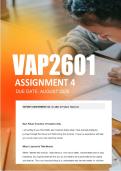 VAP2601 Assignment 4 Semester 2 2026 - Due September 2026