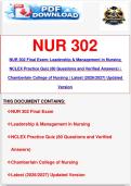 NUR 302 Final Exam&colon; Leadership & Management in Nursing NCLEX Practice Quiz &lpar;80 Questions and Verified Answers&rpar; &vert; Chamberlain College of Nursing &vert; Latest &lpar;2026&sol;2027&rpar; Updated Version