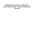 NBCSN School Nurse Certification Exam Study Guide &ndash; Key Concepts and Review 2025&sol; 2026 100&percnt; Verified with Correct Questions and Answers with Solution