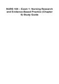 NURS 104 &ndash; Exam 1&colon; Nursing Research and Evidence-Based Practice &lpar;Chapter 6&rpar; Study Guide 2025&sol; 2026 100&percnt; Verified with Correct Questions and Answers with Solution