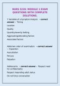  Title&colon; NURS 5220 Module 1 Exam &vert; Complete Solutions for Health Assessment & History Taking