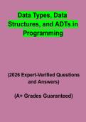 Data Types&comma; Data Structures&comma; and ADTs in Programming Exam&colon; Complete Study Guide&comma; Review Notes & Practice Questions PDF