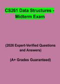 CS261 Data Structures Midterm Exam&colon; Complete Study Guide&comma; Review Notes & Practice Questions PDF